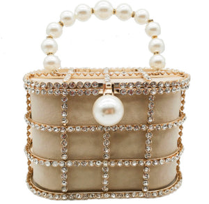 “Belle” Rhinestone x Pearl clutch