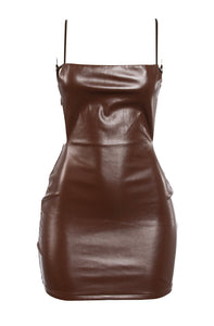 Brown leather dress